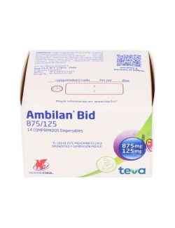 AMBILAN BID  AMOXICILINA / ACIDO CLAVULANICO 875/125MG14 COMPRIMIDOS DISPERSABLES LAB. CHILE