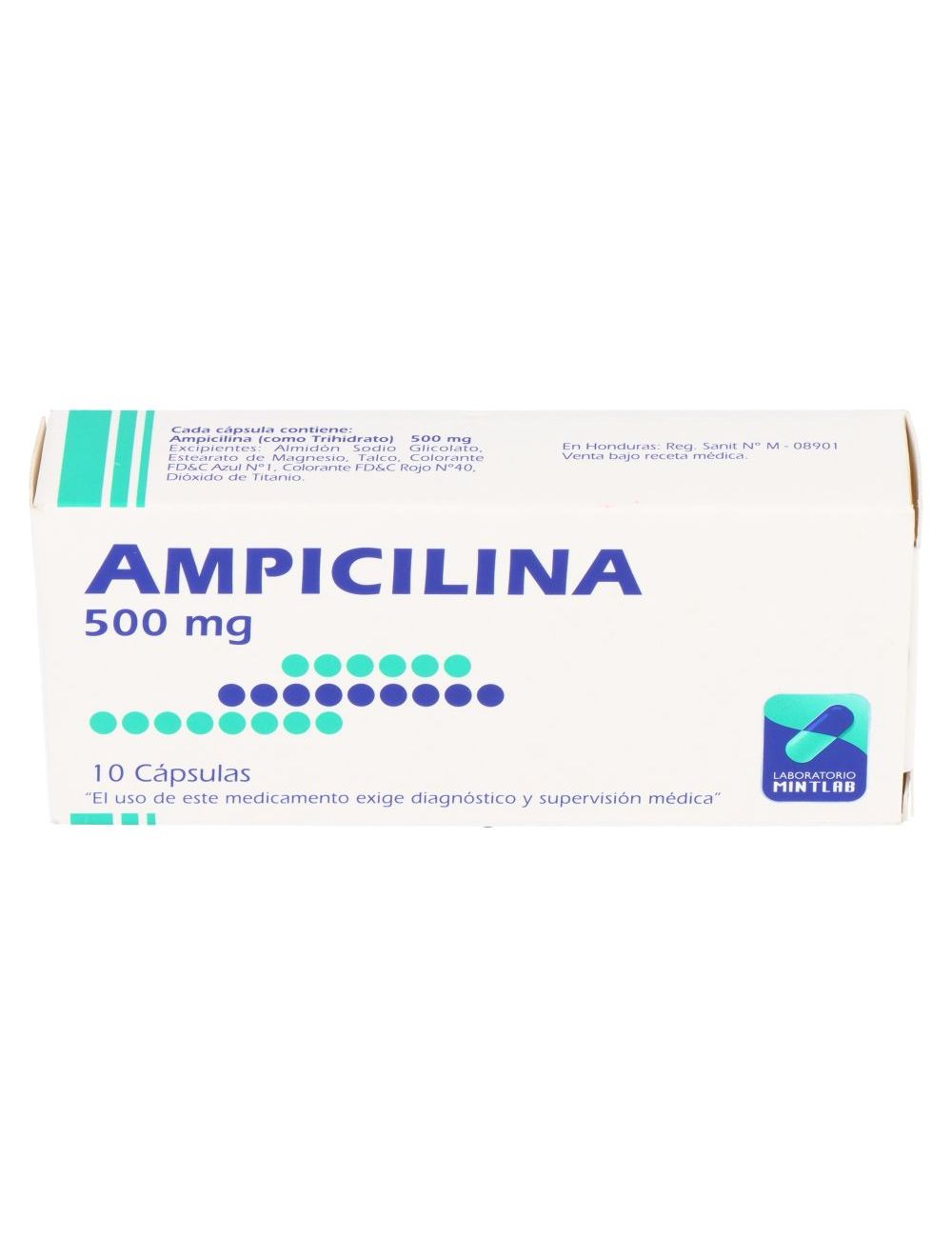 AMPICILINA 500 MG 10 CÁPSULAS LAB. MINTLAB