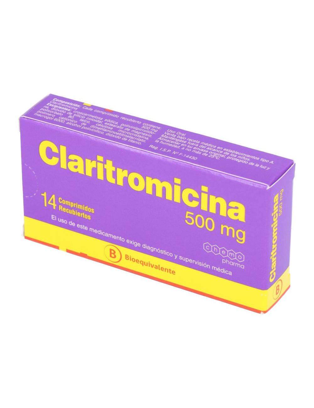 Precio Claritromicina 500 mg 14 Comprimidos | Farmalisto CL
