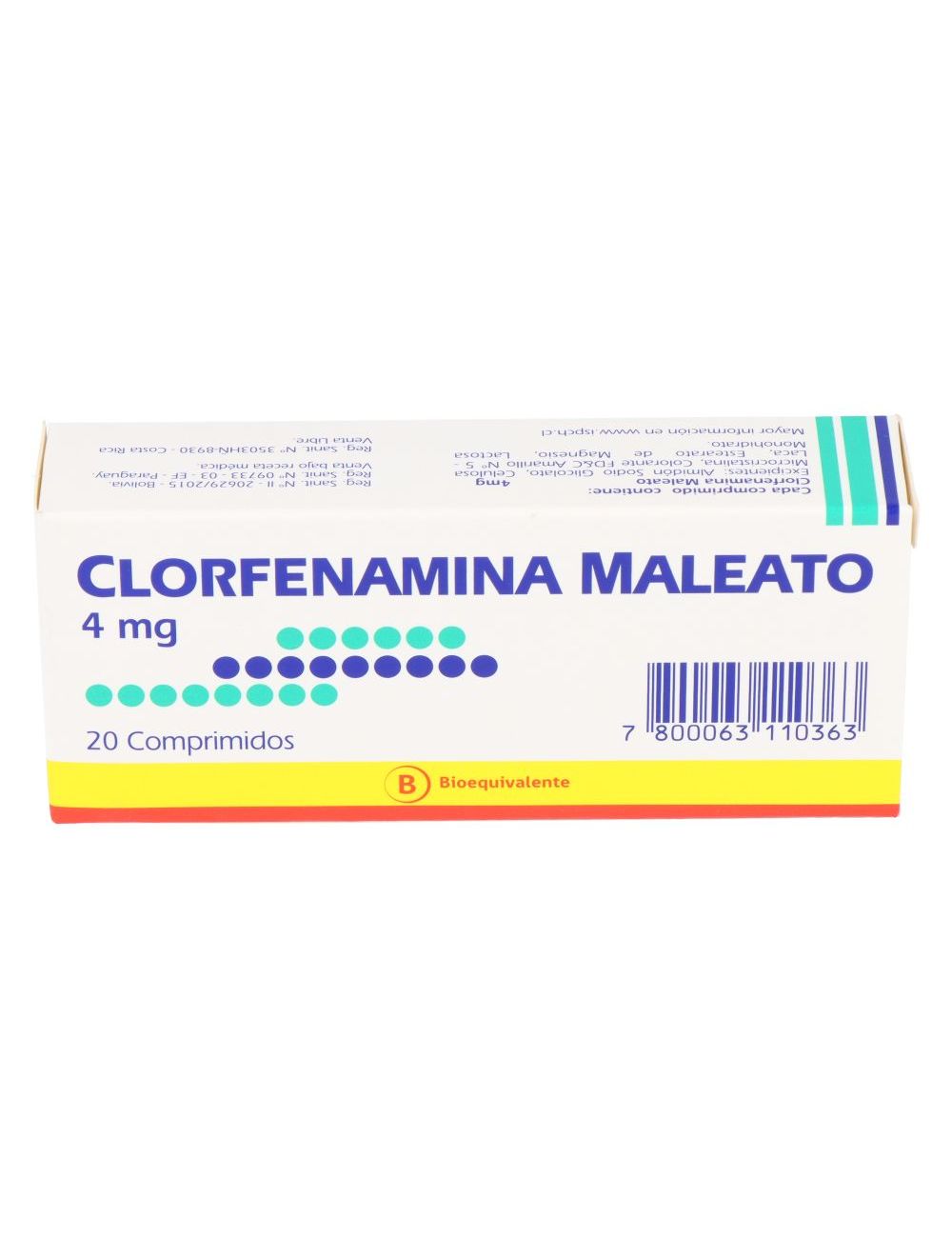 CLORFENAMINA 4 MG 20 COMPRIMIDOS BIOEQUIVALENTE LAB.MINTLAB