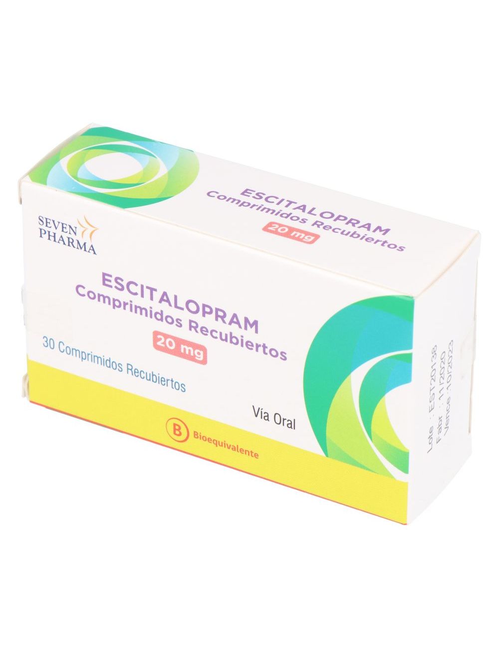 ESCITALOPRAM 20 MG 30 COMPRIMIDOS RECUBIERTOS BIOEQUIVALENTE LABORATORIO SEVEN PHARMA