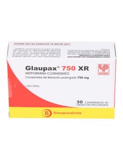 METFORMINA GLAUPAX XR 750 MG 30 COMPRIMIDOS DE LIBERACIÓN PROLONGADA BIOEQUIVALENTE PASTEUR