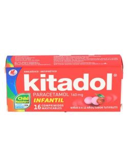 KITADOL INFANTIL PARACETAMOL 160 MG 16 COMPRIMIDOS MASTICABLES LAB. CHILE