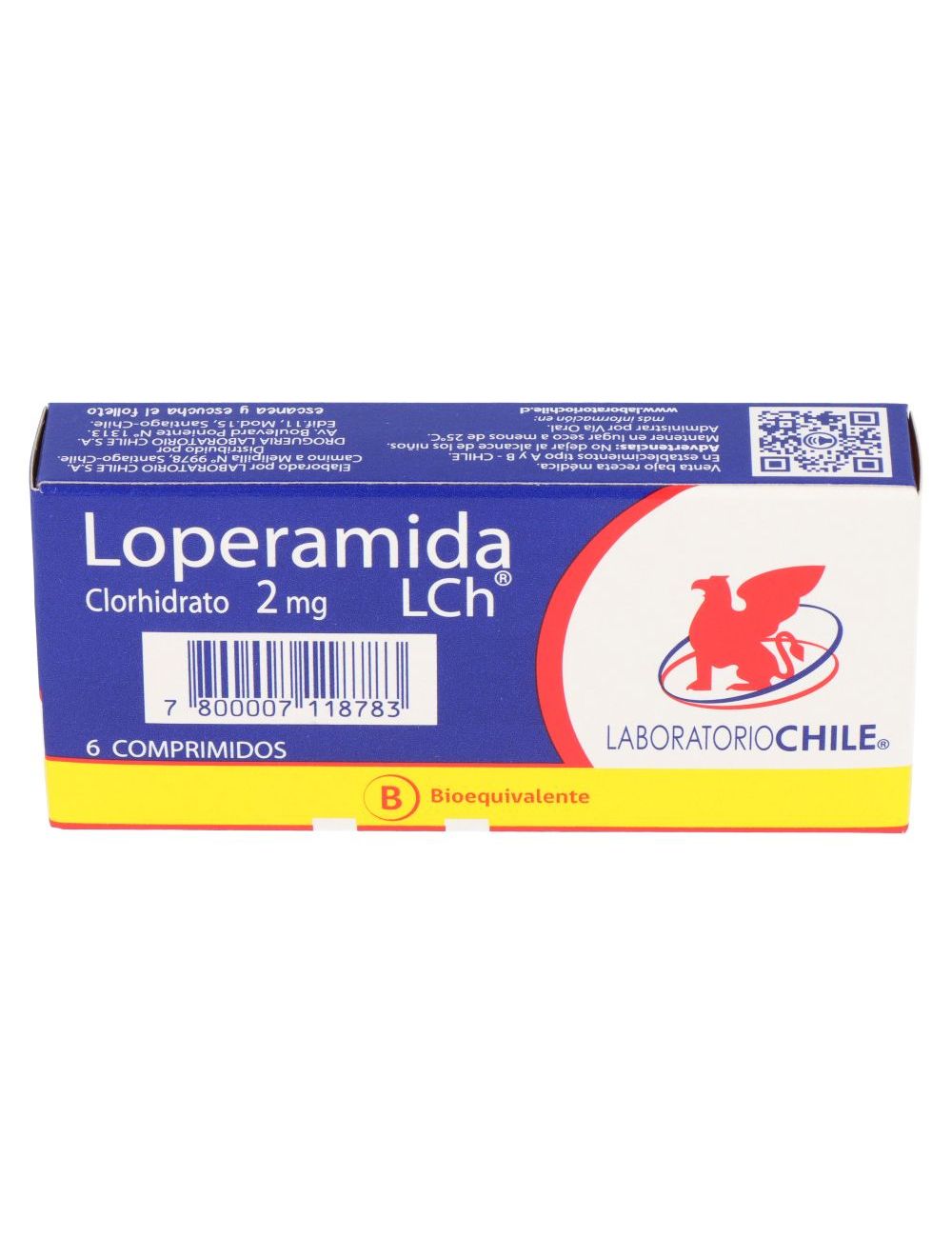 LOPERAMIDA CLORHIDRATO 2 MG 6 COMPRIMIDOS BIOEQUIVALENTE LABORATORIO CHILE