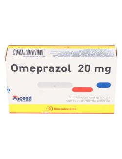 OMEPRAZOL 20 MG 30 CAPSULAS CON GRANULOS CON RECUBRIMIENTO ENTERICO BIOEQUIVALENTE LAB.ASCEND.