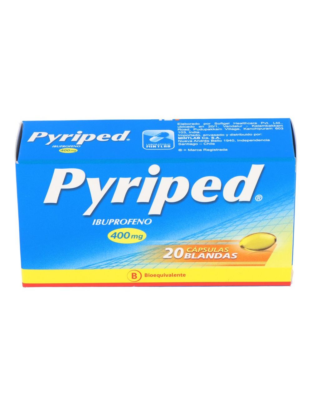 PYRIPED 400 MG 20 CAPSULAS BLANDAS BIOEQUIVALENTE MINTLAB