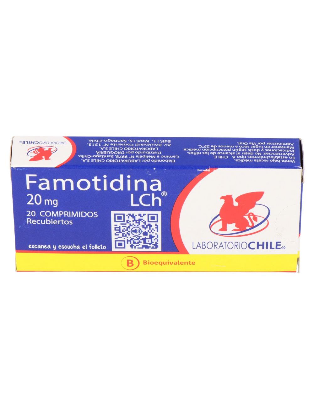 FAMOTIDINA 20 MG 20 COMPRIMIDOS RECUBIERTOS BIOEQUIVALENTE LABORATORIO CHILE