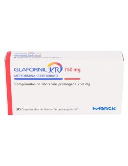 GLAFORNIL XR 750MG METFORMINA CLORHIDRATO 30 COMPRIMIDOS LIBERACION PROLONGADA LAB. MERCK