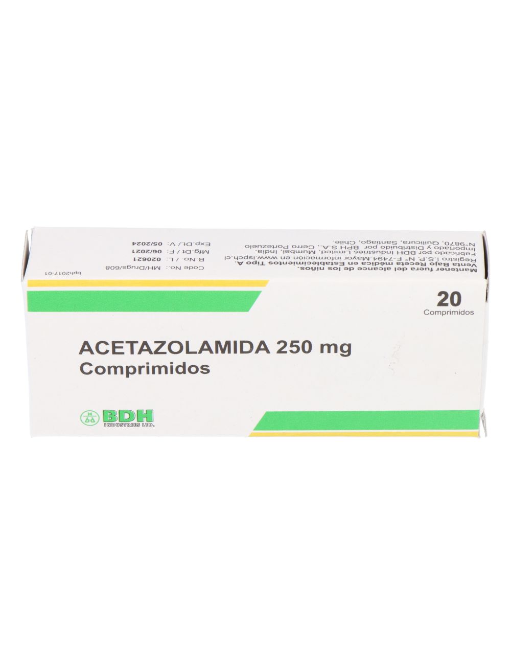 ACETAZOLAMIDA 250MG 20 COMPRIMIDOS LAB. BDH