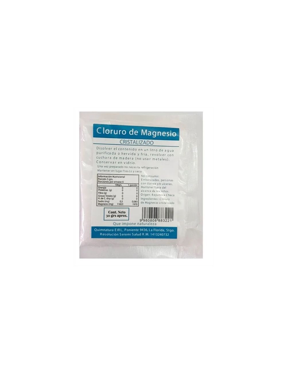 CLORURO DE MAGNESIO SOBRE X 30 GR( UNIDAD)