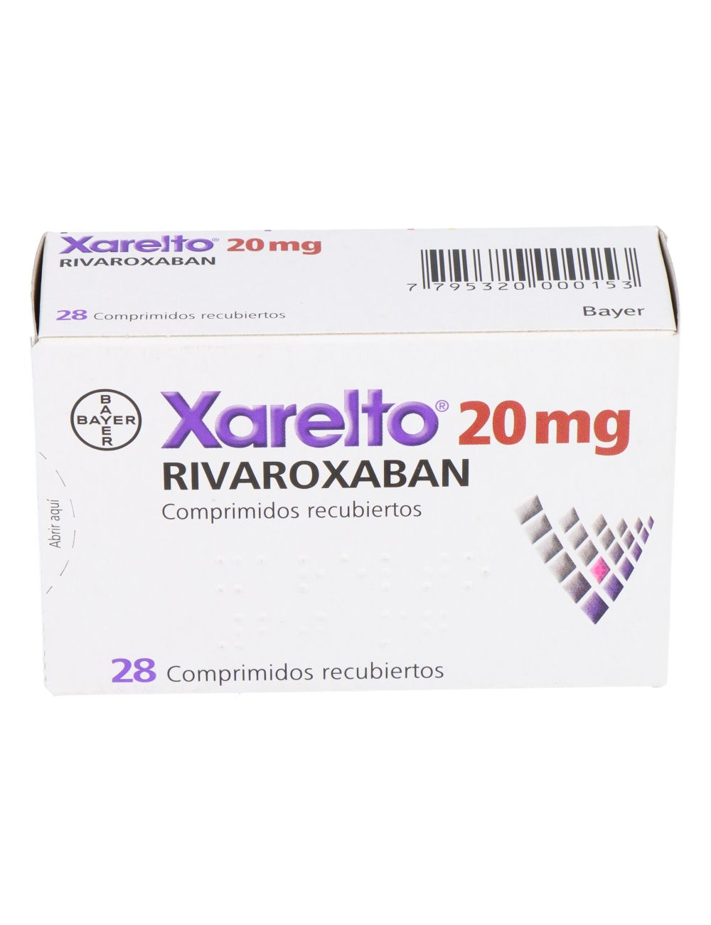 RIVAROXABAN XARELTO 20 MG 28 COMPRIMIDOS RECUBIERTOS BAYER CENABAST
