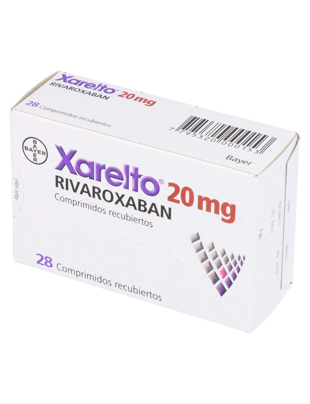RIVAROXABAN XARELTO 20 MG 28 COMPRIMIDOS RECUBIERTOS BAYER CENABAST