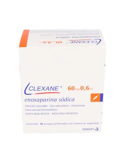 ENOXAPARINA SODICA CLEXANE 60 MG / 0.6 ML SOLUCION INYECTABLE 10 JERINGAS PRELLENADAS CON SISTEMA DE SEGURIDAD SANOFI