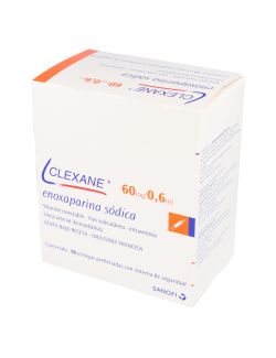 ENOXAPARINA SODICA CLEXANE 60 MG / 0.6 ML SOLUCION INYECTABLE 10 JERINGAS PRELLENADAS CON SISTEMA DE SEGURIDAD SANOFI