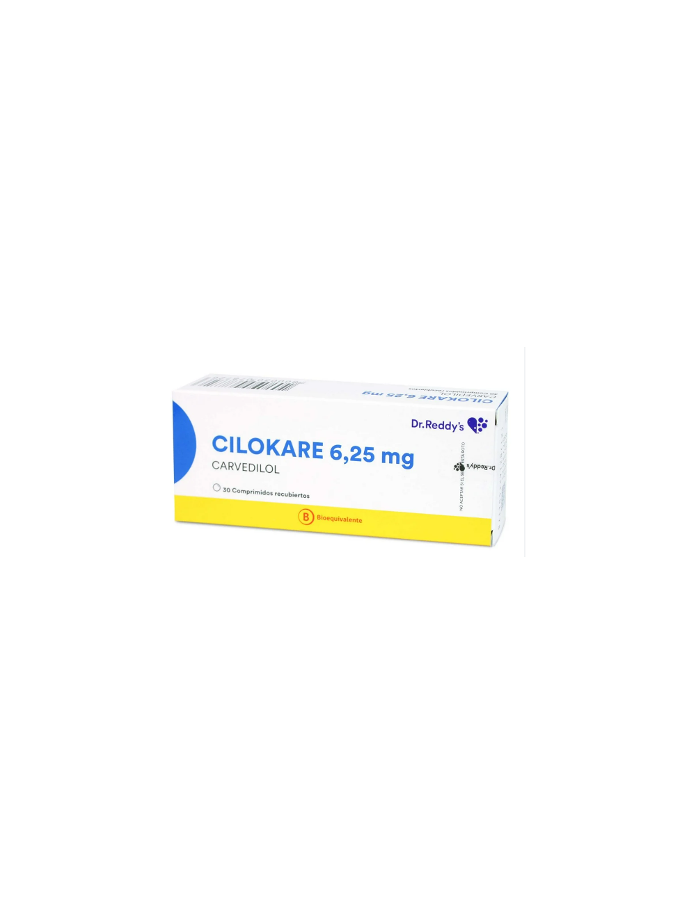 CILOKARE CARVEDILOL 6.25 MG 30 COMPRIMIDOS RECUBIERTOS BIOEQUIVALENTE LAB.DR.REDDY'S