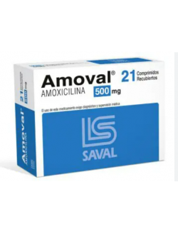 AMOVAL AMOXICILINA 500MG 21 COMPRIMIDOS RECUBIERTOS BIOEQUIVALENTE LAB.SAVAL
