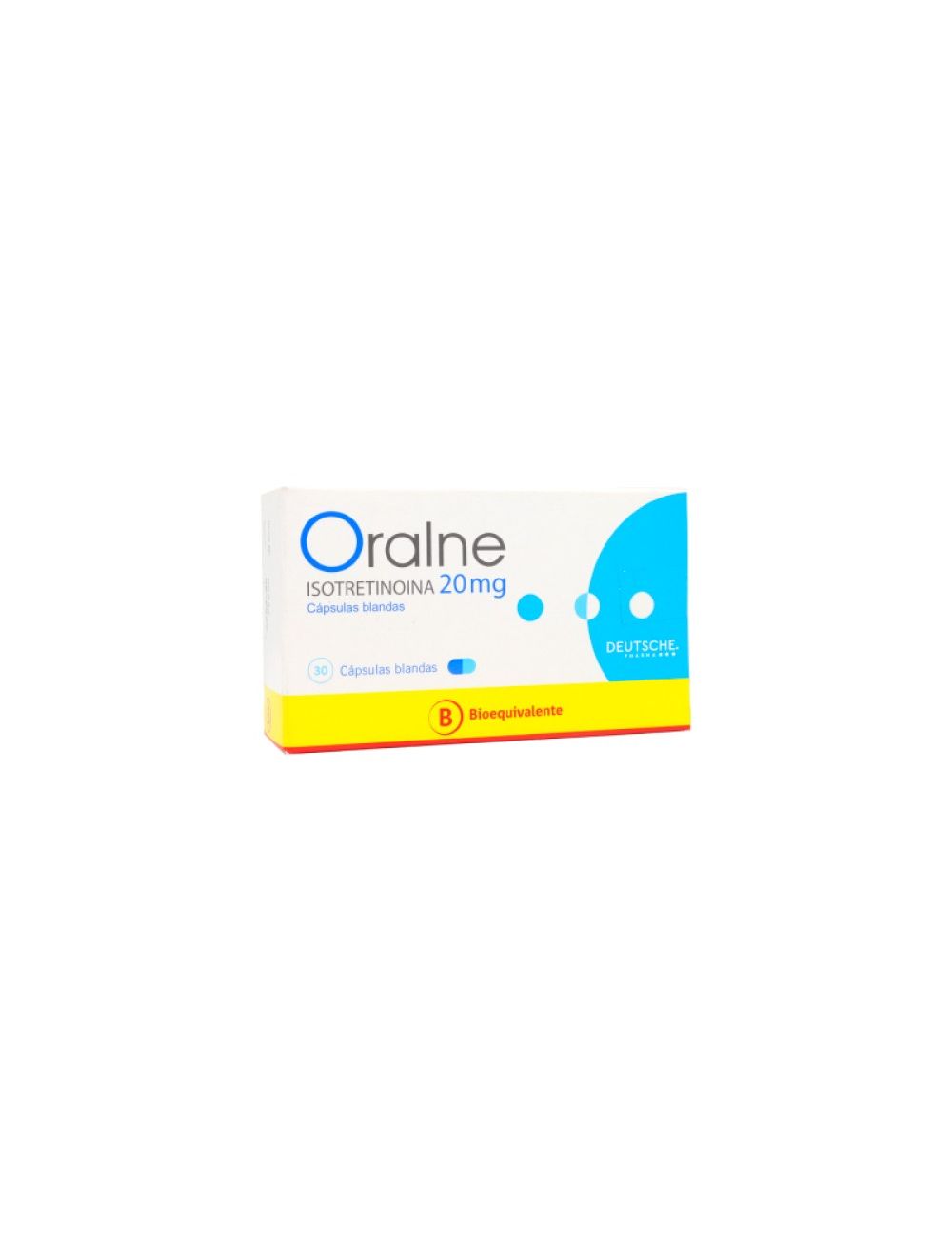 ORALNE ISOTRETINOINA 20MG 30 CAPSULAS BIOEQUIVALENTE LAB.DEUTSCHE PHARMA