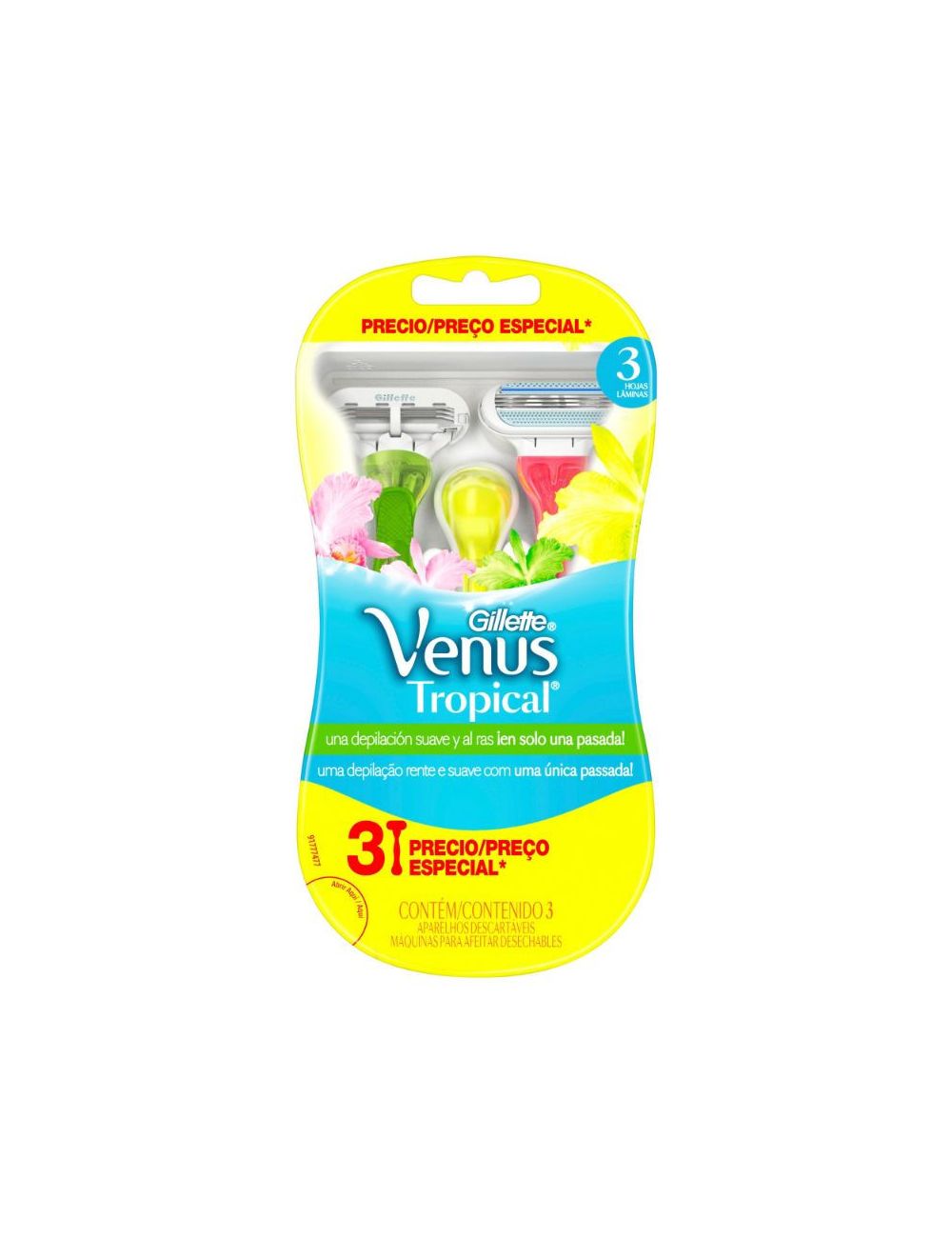 MAQUINA DE AFEITAR MUJER GILLETTE VENUS TROPICAL  X 3 UNIDADES