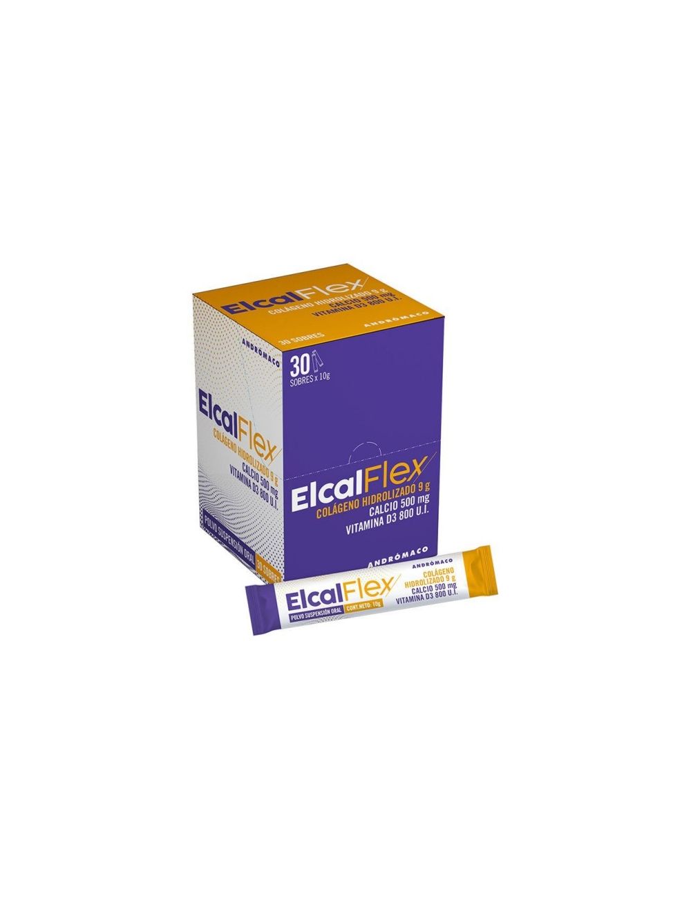 ELCAL FLEX COLAGENO HIDROLIZADO CALCIO 500 MG VITAMINA D3 800 U.I.30 SOBRES POLVO SUSPENSION ORAL LAB. ANDROMACO