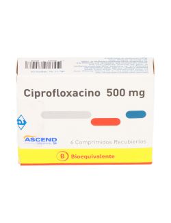 CIPROFLOXACINO 500 MG 6 COMPRIMIDOS RECUBIERTOS BIOEQUIVALENTE LAB. ASCEND CENABAST