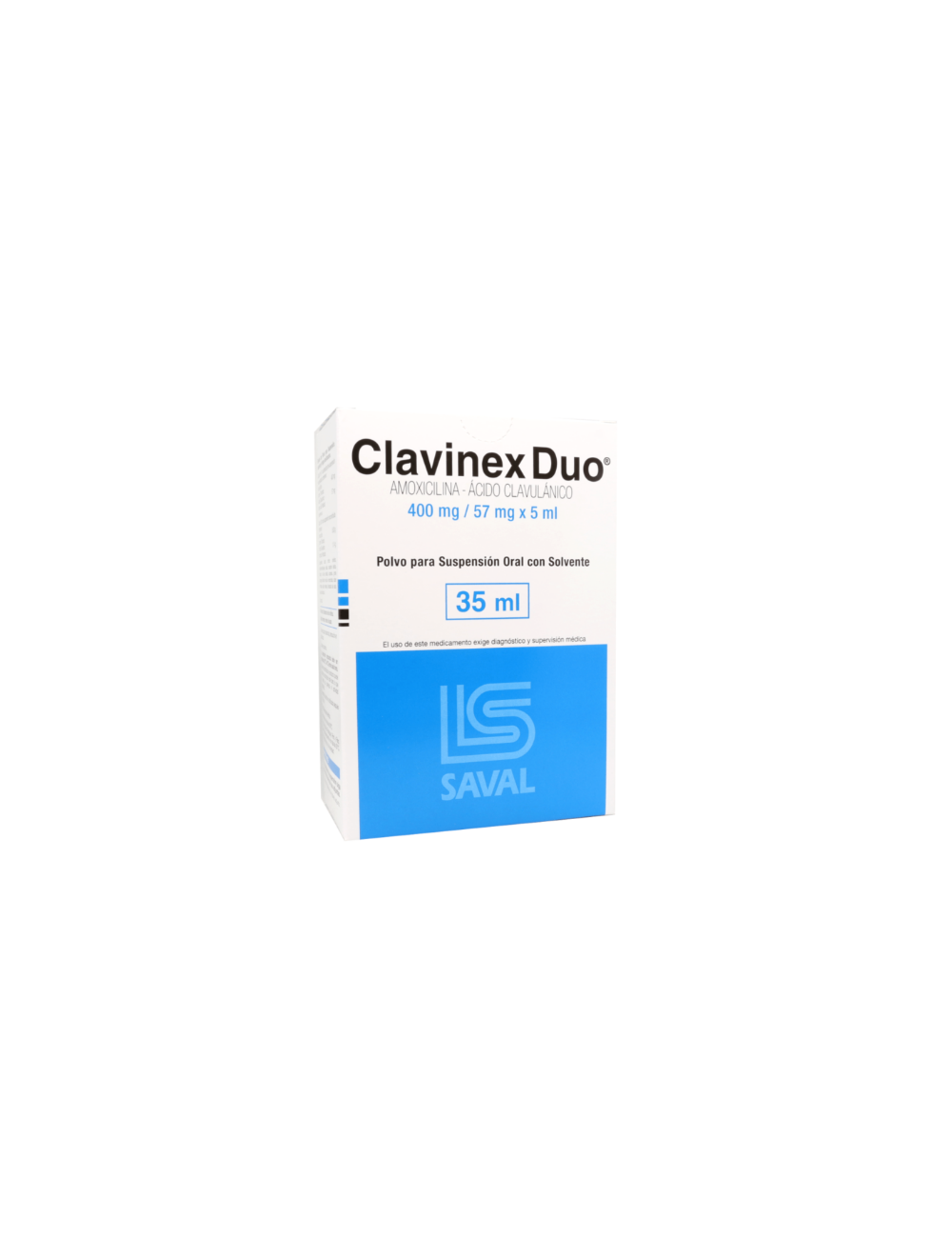 CLAVINEX DUO AMOXICILINA -ACIDO CLAVULANICO 400MG /57 MG X 5 ML POLVO PARASUSPENCION 35 ML LAB. SAVAL