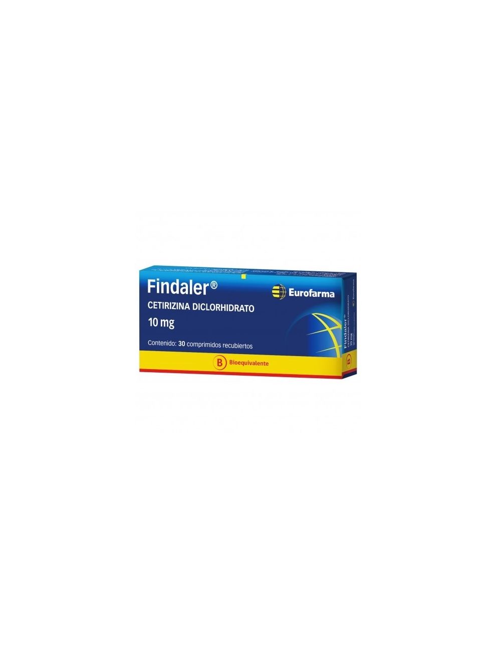 FINDALER CETIRIZINA DICLORHIDRATO 10 MG 30 COMPRIMIDOS RECUBIERTOS BIOEQUIVALENTE LAB. EUROFARMA