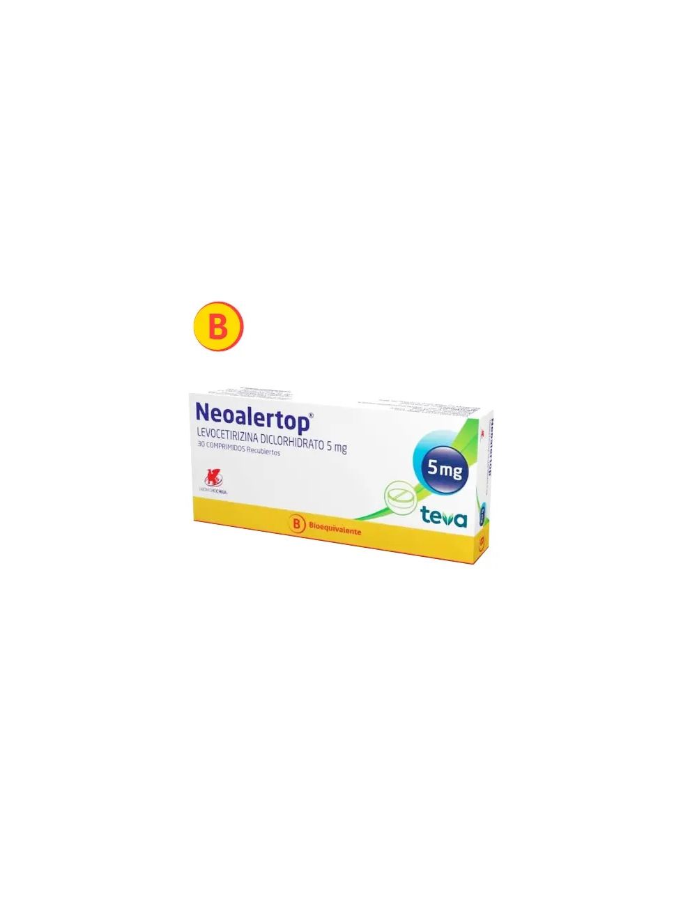 NEOALERTOP 5MG LEVOCETIRIZINA DICLORHIDRATO 5MG 30 COMPRIMIDOS BIOEQUIVALENTE LABORATORIO CHILE