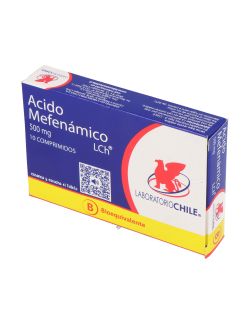 ACIDO MEFENAMICO 500MG 10 COMPRIMIDOS BIOEQUIVALENTE LAB. CHILE