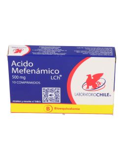 ACIDO MEFENAMICO 500MG 10 COMPRIMIDOS BIOEQUIVALENTE LAB. CHILE