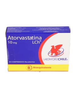 ATORVASTATINA 10 MG 30 COMPRIMIDOS RECUBIERTOS BIOEQUIVALENTE LAB.CHILE