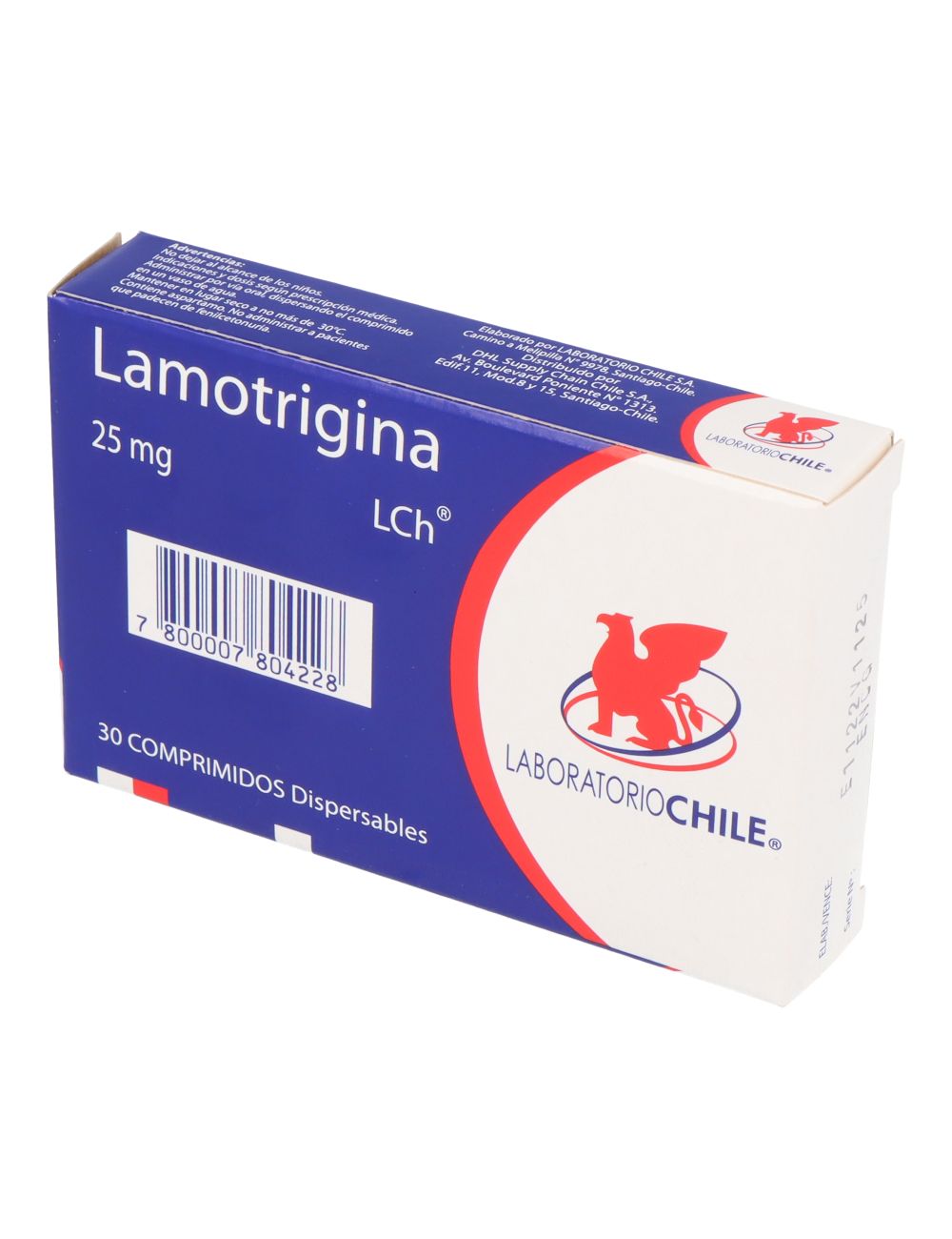 LAMOTRIGINA 25MG. CAJA 30 COMPRIMIDOS LABORATORIO CHILE