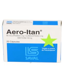 AERO-ITAN METOCLOPRAMIDA /CLODIAZEPOXIDO/SIMETICONA 5/5/100 MG 20 CAPSULAS LAB.SAVAL