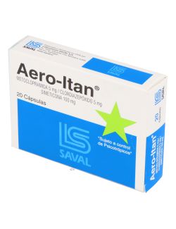 AERO-ITAN METOCLOPRAMIDA /CLODIAZEPOXIDO/SIMETICONA 5/5/100 MG 20 CAPSULAS LAB.SAVAL