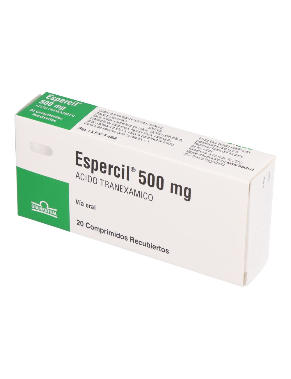 ESPERCIL 500MG ACIDO TRANEXAMICO 20 COMPRIMIDOS LABORATORIO GRUNENTHAL CENABAST