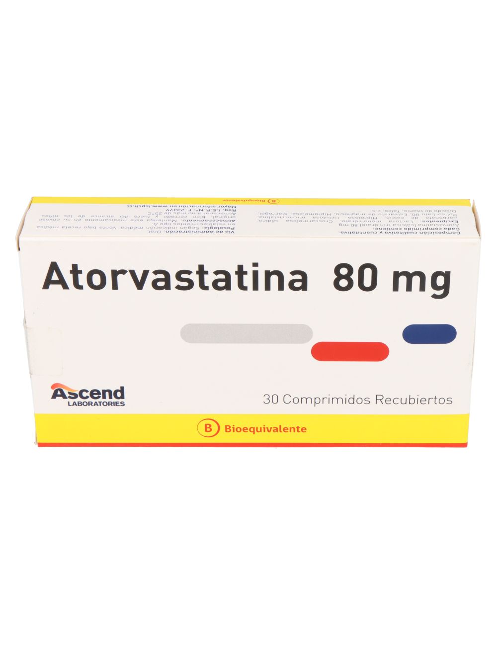 ATORVASTATINA 80 MG 30 COMPRIMIDOS RECUBIERTOS BIOEQUIVALENTE LAB. ASCEND