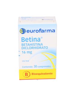 BETINA BETAHISTINA DICLORHIDRATO 16 MG BIOEQUIVALENTE EUROFARMA