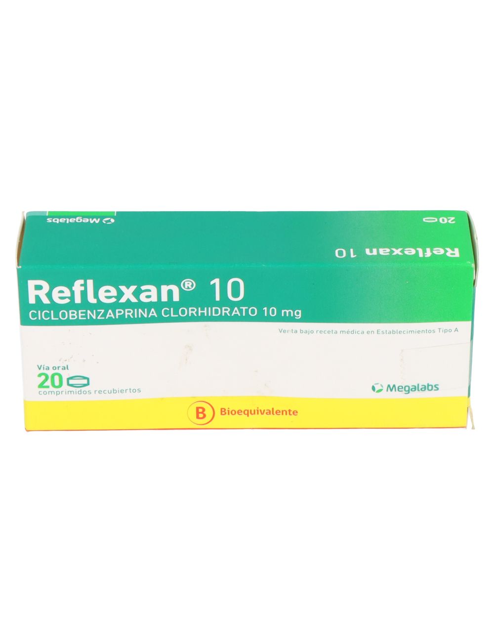 CICLOBENZAPRINA REFLEXAN 10MG 20 COMPRIMIDOS RECUBIERTOS BIOEQUIVALENTE LAB. MEGALABS