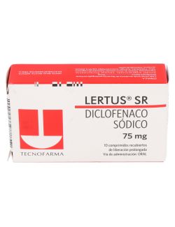 LERTUS SR DICLOFENACO SODICO 75MG.10 COMPRIMIDOS RECUBIERTOS DE LIBERACION PROLONGADA LAB. TECNOFARMA