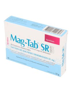 MAG-TAB SR LACTATO DE MAGNESIO DIHIDRATADO 85MG. 30 COMPRIMIDOS LIBERACION PROLONGADA LAB. SYNTHON