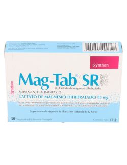 MAG-TAB SR LACTATO DE MAGNESIO DIHIDRATADO 85MG. 30 COMPRIMIDOS LIBERACION PROLONGADA LAB. SYNTHON