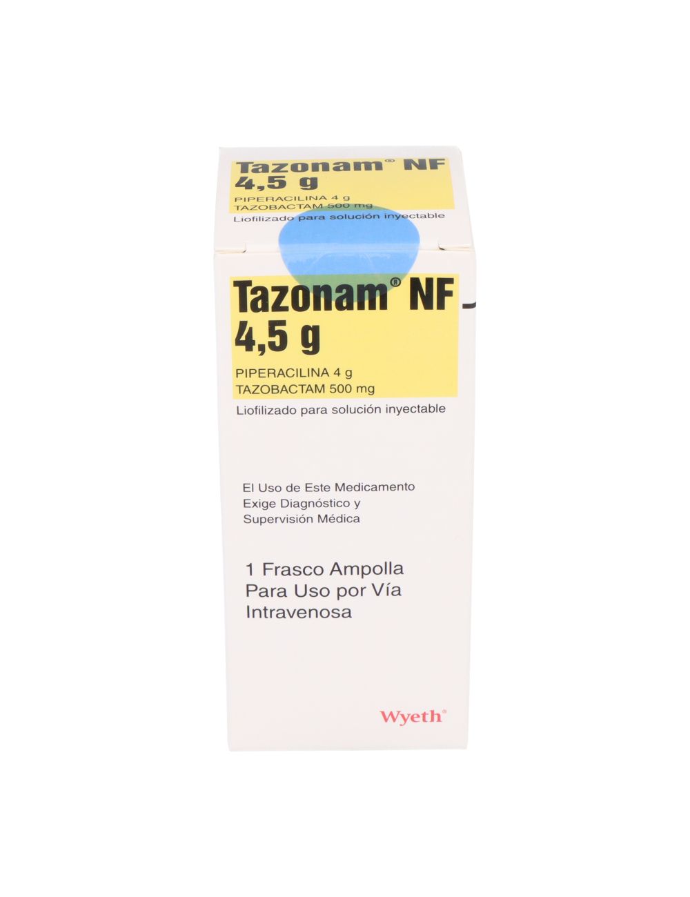TAZONAM NF 4.5G PIPERACILINA 4G-TAZOBACTAM 500MG FRASCO AMPOLLA LABORATORIO WYETH