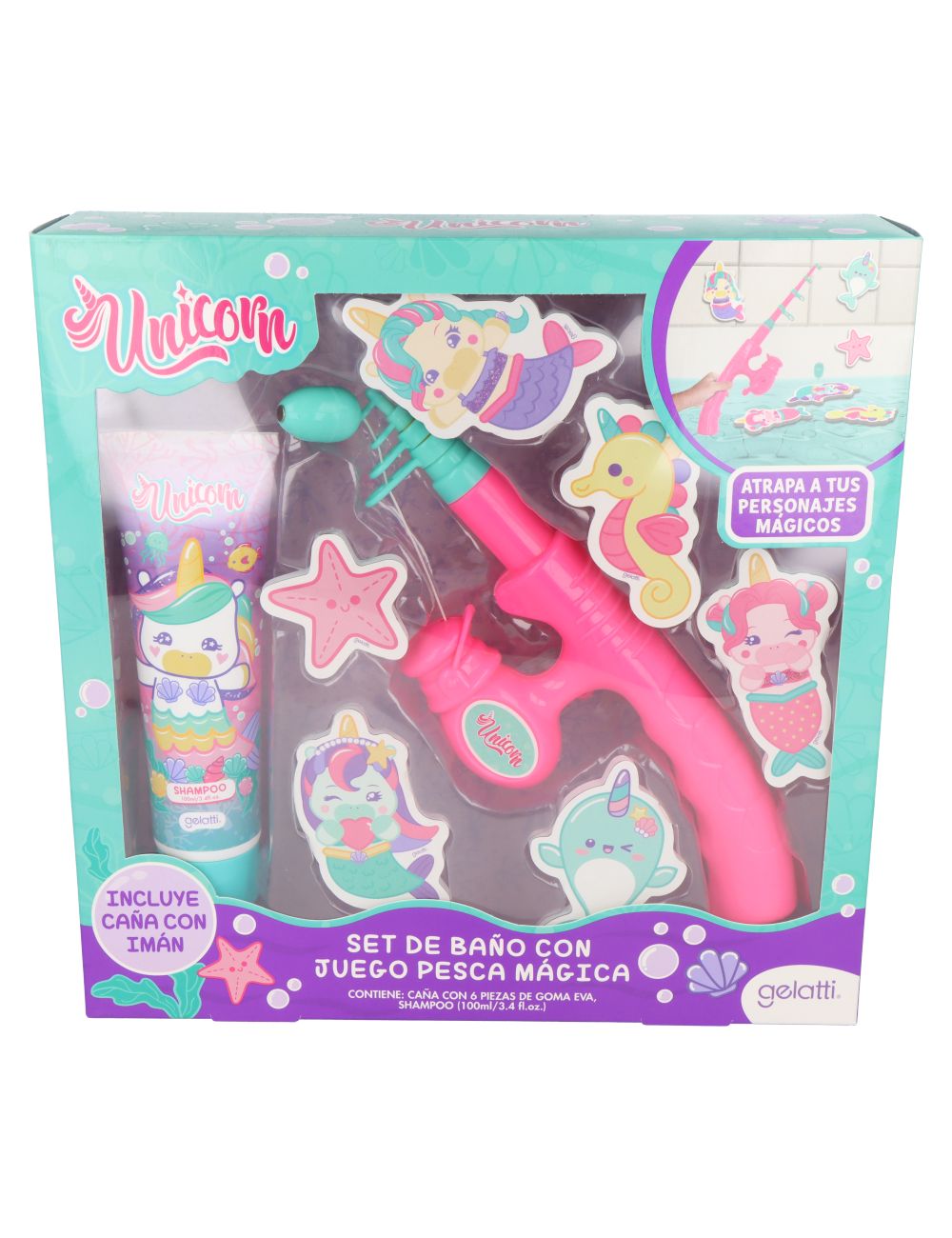 ESTUCHE UNICORNIO 6 GOMA EVA+CAÑA DE PESCAR+SHAMPOO 3 EN 1 POR 100ML NAVIDAD