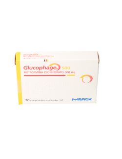 GLUCOPHAGE METFORMINA 500 MG 30 COMPRIMIDOS  RECUBIERTOS LAB.MERCK CENABAST