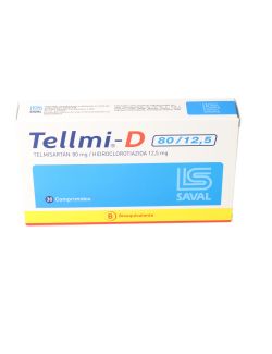 TELLMI-D TELMISARTAN 80 MG/ HIDROCLOROTIAZIDA 12.5 MG 30 COMPRIMIDOS BIOEQUIVALENTE LAB.SAVAL CENABAST