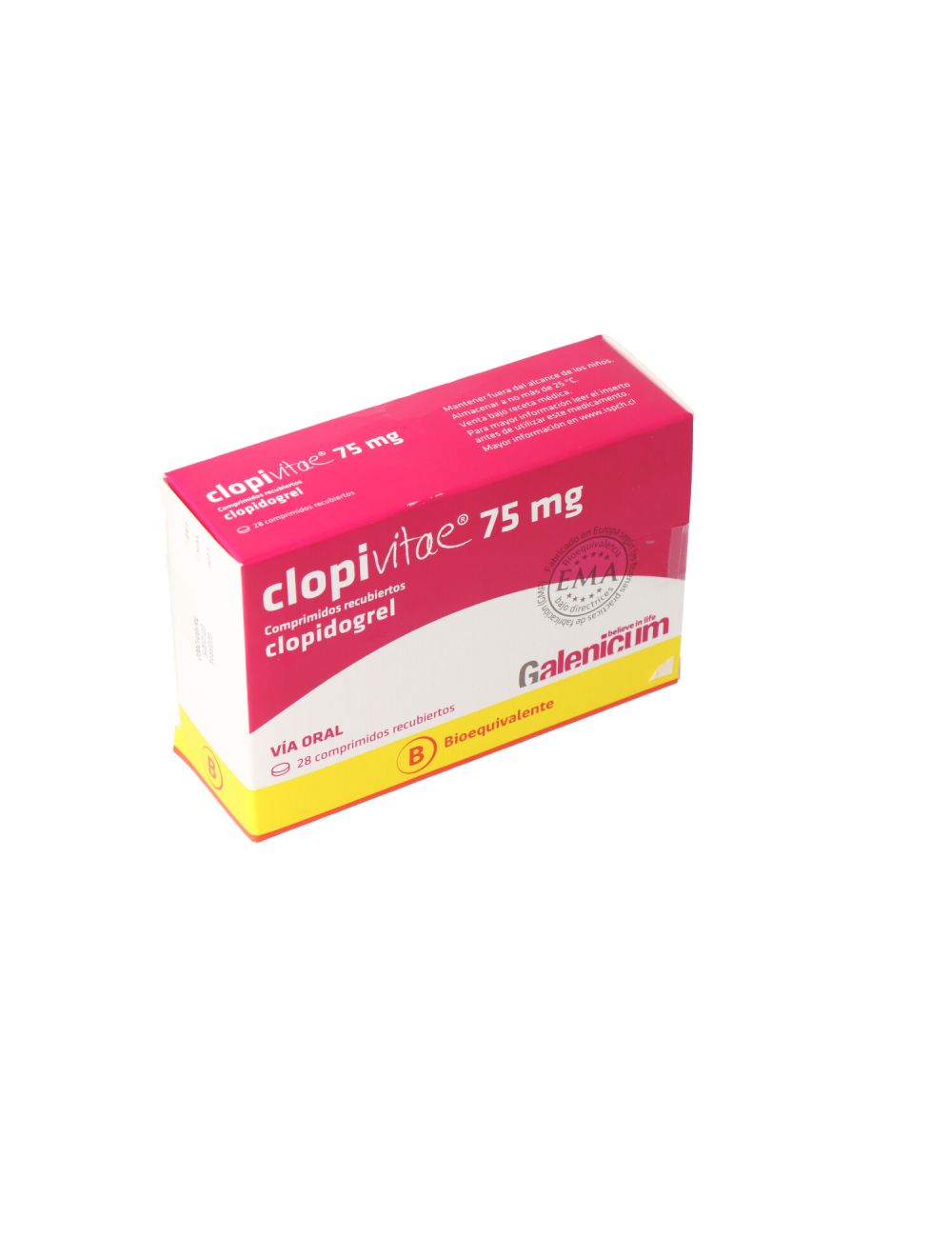 CLOPIVITAE CLOPIDOGREL 75 MG 28 COMPRIMIDOS BIOEQUIVALENTE GALENICUM CENABAST