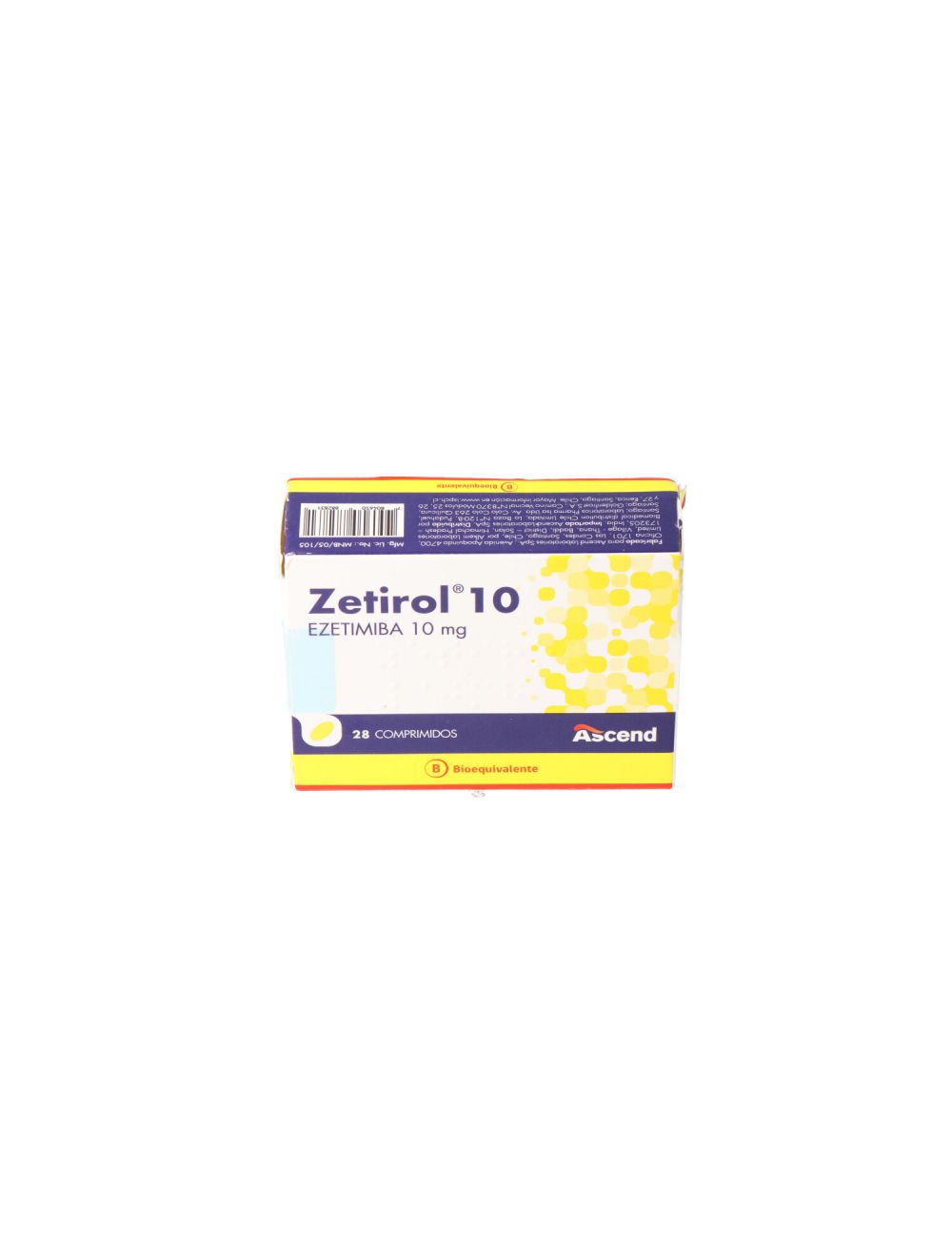 ZETIROL 10 EZETIMIBA 10 MG 28 COMPRIMIDOS BIOEQUIVALENTE LABORATORIO ASCEND CENABAST