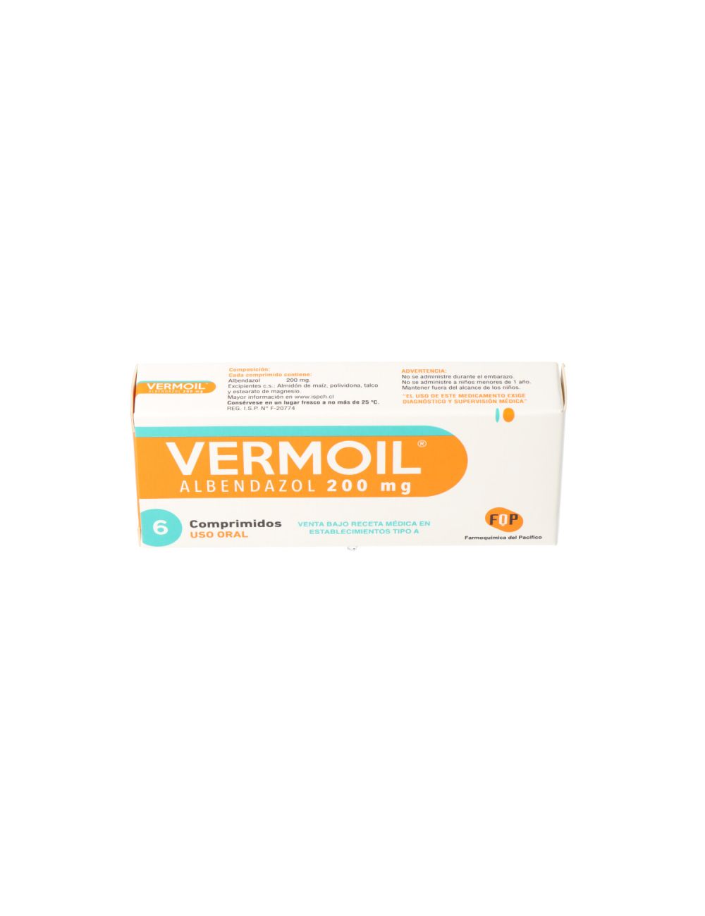 VERMOIL ALBENDAZOL 200 MG 6 COMPRIMIDOS LABORATORIO FARMOQUIMICA DEL PACIFICO CENABAST