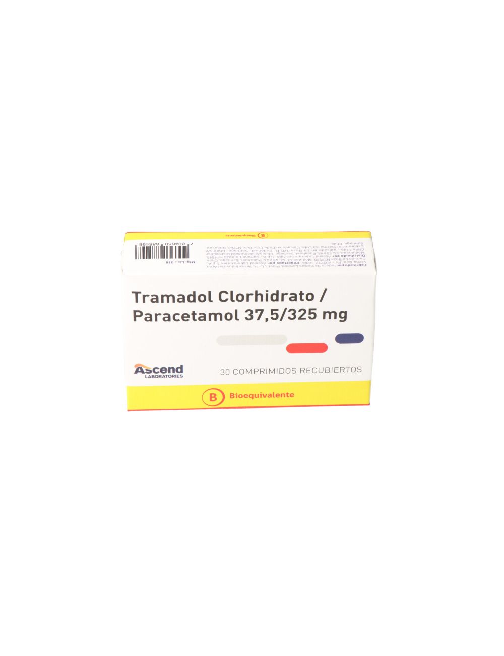 TRAMADOL /PARACETAMOL 37.5/ 325 MG 30 COMPRIMIDOS BIOEQUIVALENTE ASCEND CENABAST