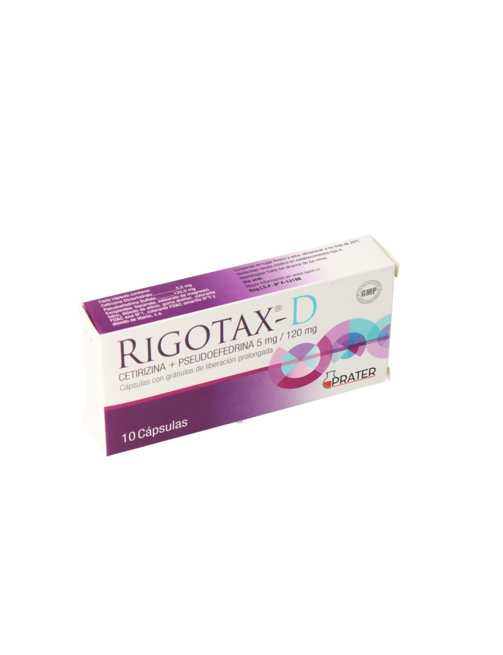 RIGOTAX-D CETIRIZINA +PSEUDOFEDRINA 5MG /120 MG 10 CAPSULAS PRATER