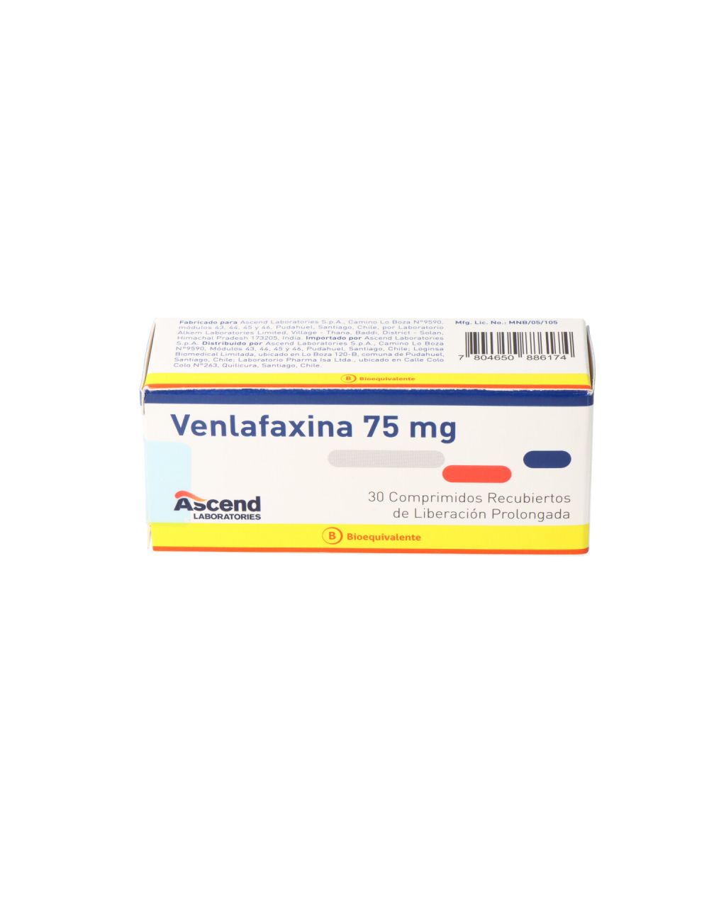 VENLAFAXINA 75 MG 30 COMPRIMIDOS BIOEQUIVALENTE ASCEND CENABAST